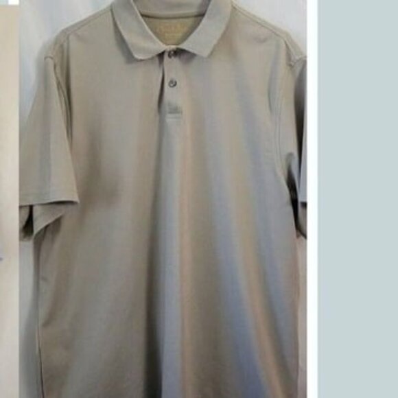 Tasso Elba Polo Golf XL Men's Shirt taupe neutral Supima Cotton short slv EUC - Picture 1 of 7
